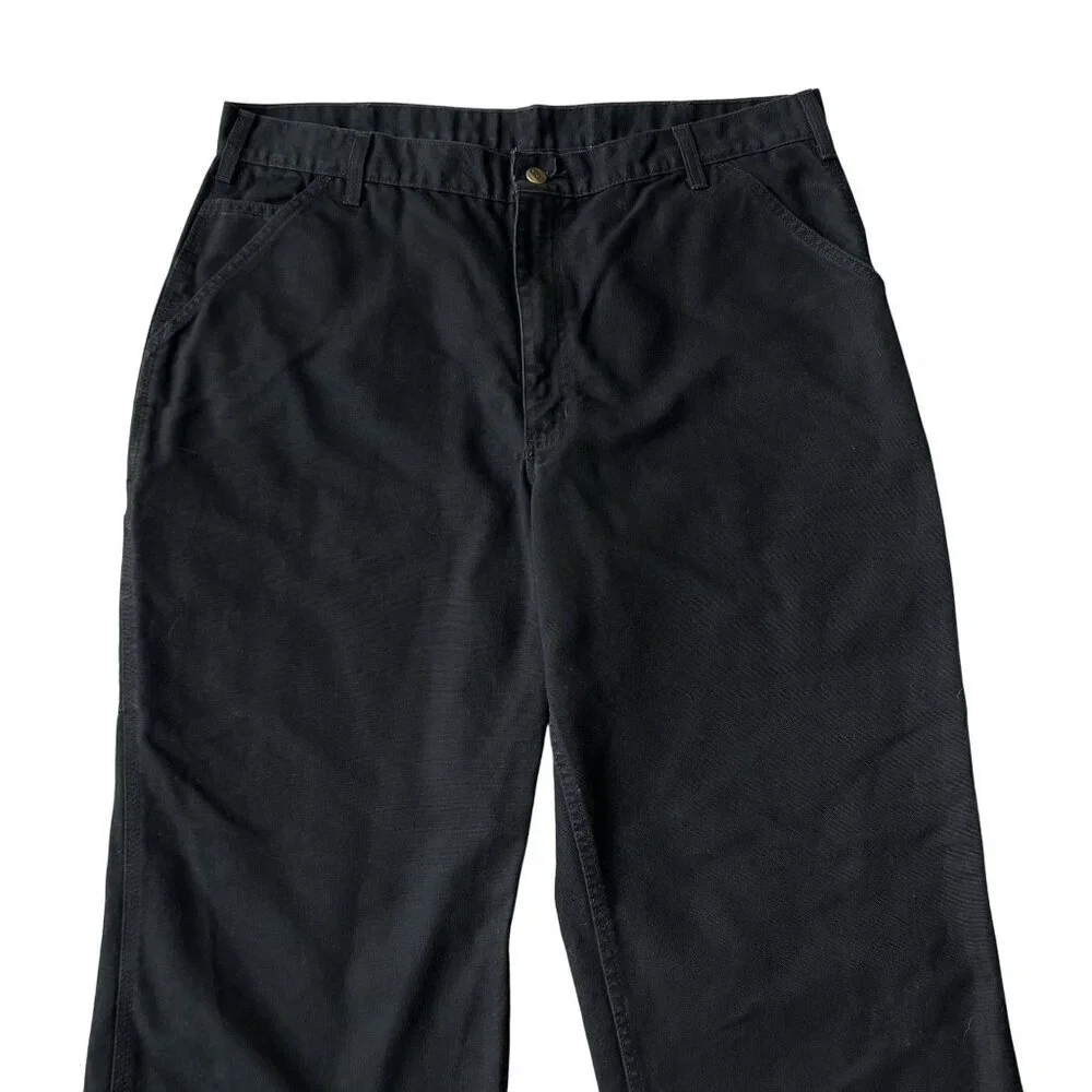 Carhartt Mens 40x32 Duck Loose Fit Canvas Black Utility Chore Pants Carpenter - Picture 8 of 16